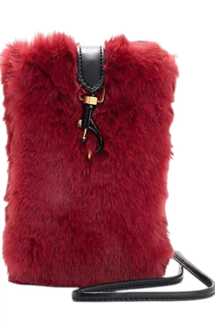 Rebecca Minkoff Faux Fur Phone Crossbody Maraschino